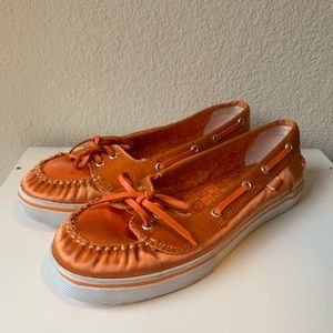 Orange Satin Boat Shoes by Vans
